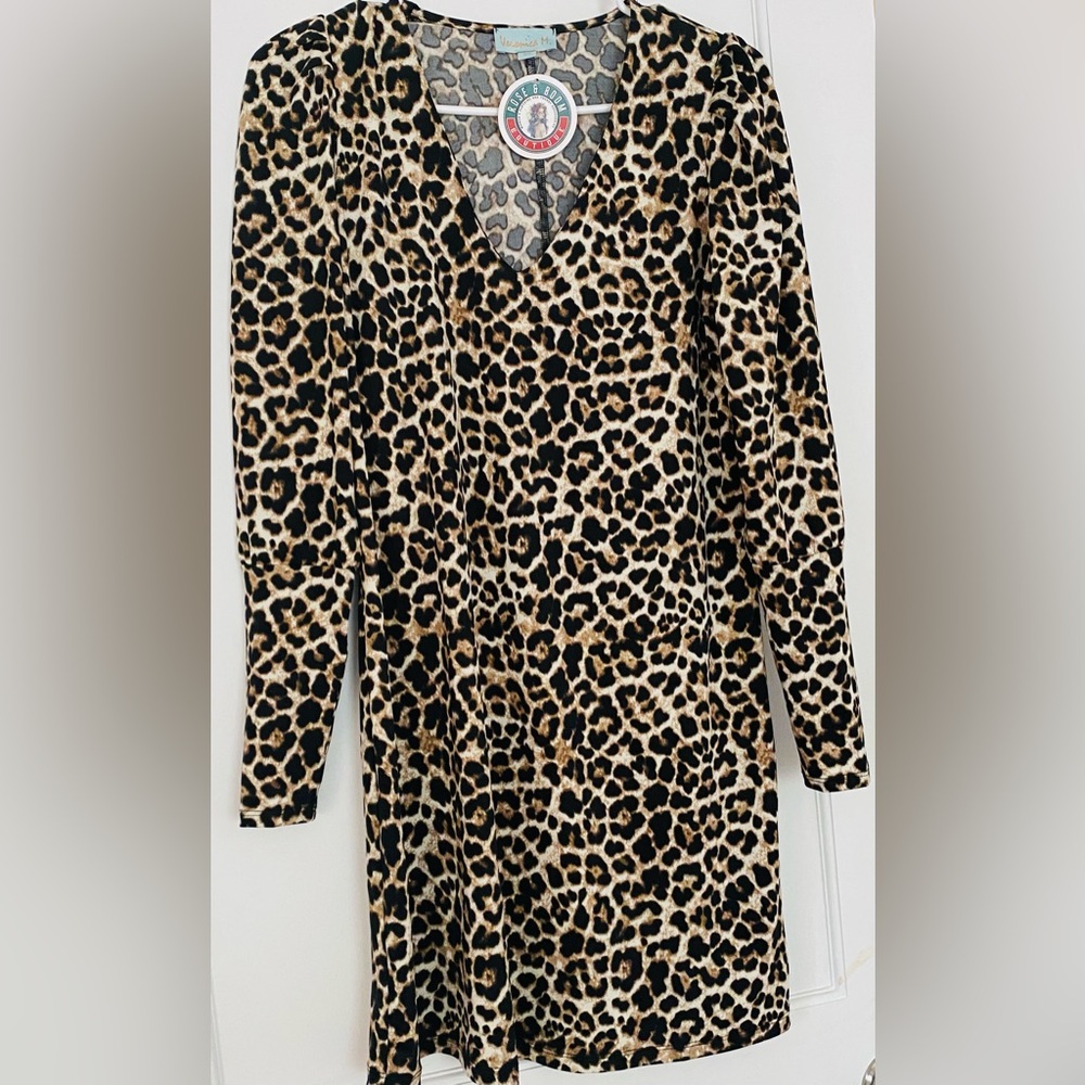 Veronica M Leopard Print V-Neck Dress